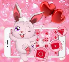 Lovely Pink Rabbit Theme Ekran Görüntüsü 1