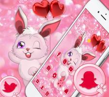Lovely Pink Rabbit Theme Ekran Görüntüsü 2