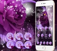 Purple Gorgeous Rose Theme Affiche