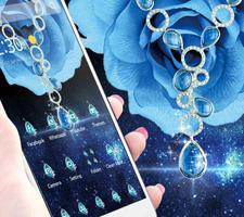Blue Magnificent Rose And Diamond Theme स्क्रीनशॉट 1