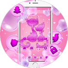 Purple Pink Lovely Cat Theme आइकन