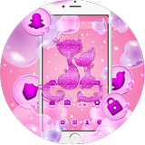 Purple Pink Lovely Cat Theme icône