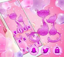 Purple Pink Lovely Cat Theme स्क्रीनशॉट 1