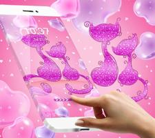 Purple Pink Lovely Cat Theme captura de pantalla 3