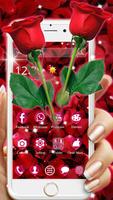 Beautiful Red Rose Petals Theme Affiche