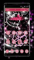 Pink Shiny et Diamond Heart Glitter Theme Affiche