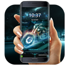 Blue fire neon future moto theme أيقونة