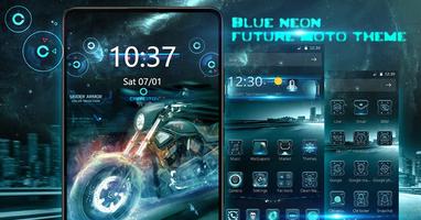 Blue fire neon future moto theme capture d'écran 3