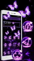 Lavender Neon Butterfly Theme Affiche