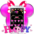 Pink Black Micky Bow Glitter Theme أيقونة