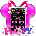 ikon Tema Pink Black Micky Bow Glitter