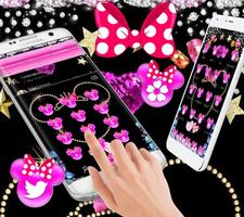 Pink Black Micky Bow Glitter Theme imagem de tela 1