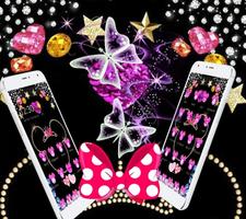 Pink Black Micky Bow Glitter Theme imagem de tela 2