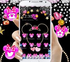 Pink Black Micky Bow Glitter Theme imagem de tela 3