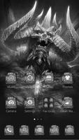 Dragon skull black and white background ferocious पोस्टर