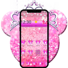 Pink Glitter Minny Princess Theme icône