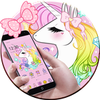 Cute Unicorn Rainbow Theme ikon