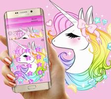 Cute Unicorn Rainbow Theme capture d'écran 1