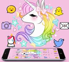 Cute Unicorn Rainbow Theme اسکرین شاٹ 3