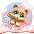 Pink Sweet Heart Kitty Theme أيقونة