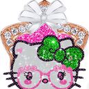 Pink Bling Diamond Kitty Bowknot Theme APK