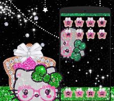 Pink Bling Diamond hello Kitty Bowknot tema Theme اسکرین شاٹ 1