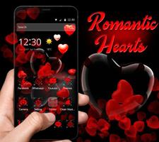 Romantic Red Love Heart Theme Affiche