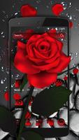 Crimson red rose Theme Affiche