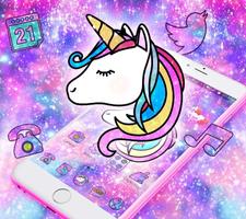 Galaxy Unicorn Shiny Glitter Theme اسکرین شاٹ 2