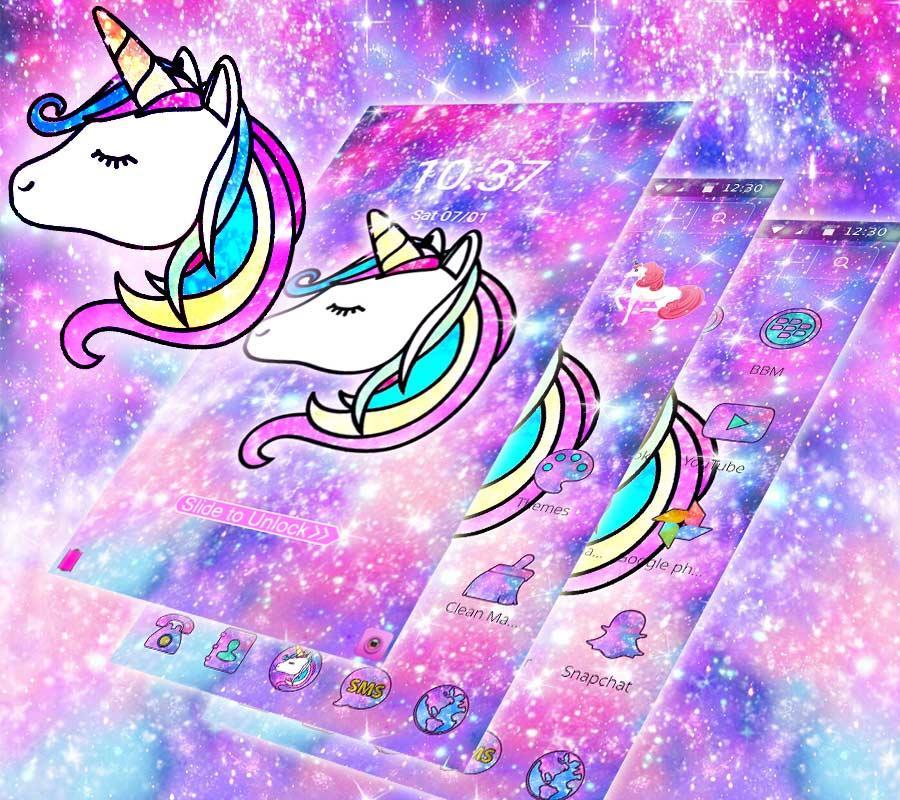 Tema Galaxy Unicorn Shiny Glitter APK untuk Unduhan Android