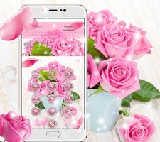 Pink Rose Fresh Theme, 3D Red Flowers Wallpapers poster