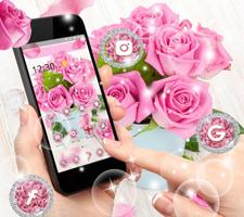 Pink Rose Fresh Theme, 3D Red Flowers Wallpapers screenshot 2