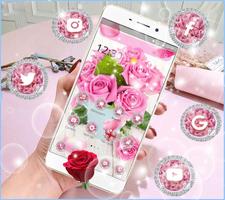 Pink Rose Fresh Theme, 3D Red Flowers Wallpapers screenshot 3