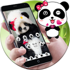 Black Cute Panda Bamboo Theme icône