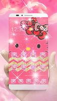 Pink Gold Cute Kitty Bow Theme syot layar 1