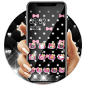 Pink Black Glitter Kitty Bowknot Theme