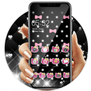 Pink Black Glitter Kitty Bowknot Theme-APK