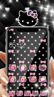 Pink Black Glitter Kitty Bowknot Theme ภาพหน้าจอ 3