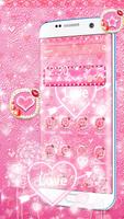 スパークリングラブダイヤモンドテーマ ロマンチックピンクの女の子の風の壁紙 ポスター