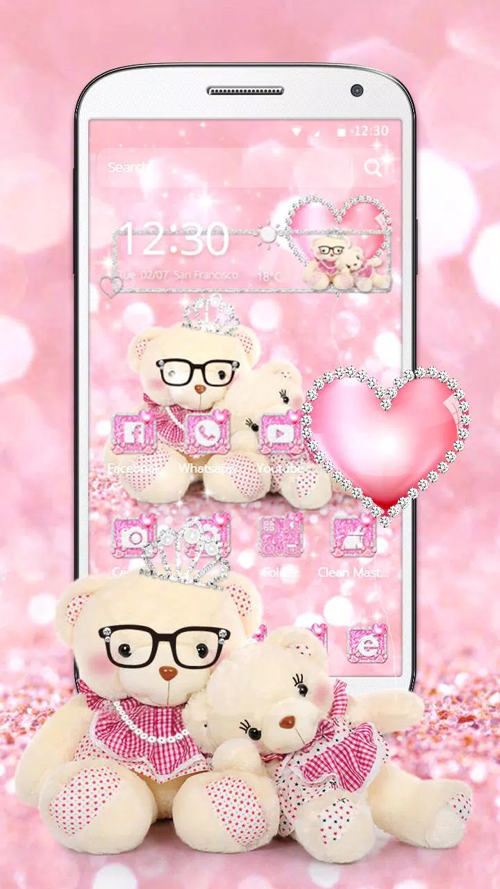 Android向けのかわいいテディベアプリンセステーマ ピンクのロマンチックな夢ダイヤモンドの壁紙 Apkをダウンロードしましょう