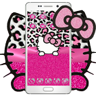 Pink Silver Diamond Leopard Kitty Theme आइकन