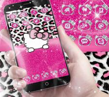 Pink Silver Diamond Leopard Kitty Theme स्क्रीनशॉट 2