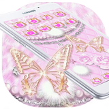 Pink Diamond Butterfly Kitty Theme آئیکن