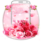 ロマンチックな光沢のあるバラのテーマ甘い愛ピンクの壁紙 アイコン