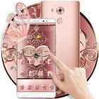 Rose Gold Love Hearts Butterfly Theme ikona