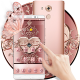Rose Gold Love Hearts Butterfly Theme icône