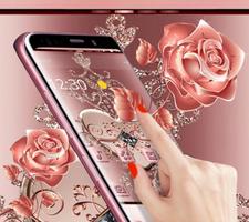 Rose Gold Love Hearts Butterfly Theme 截图 1
