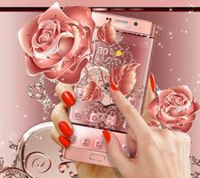 Rose Gold Love Hearts Butterfly Theme ảnh chụp màn hình 2