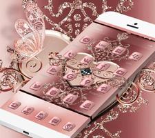 Rose Gold Love Hearts Butterfly Theme 스크린샷 3