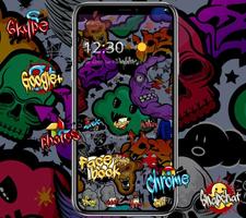 Graffiti Skull Halloween Ghost Theme Poster